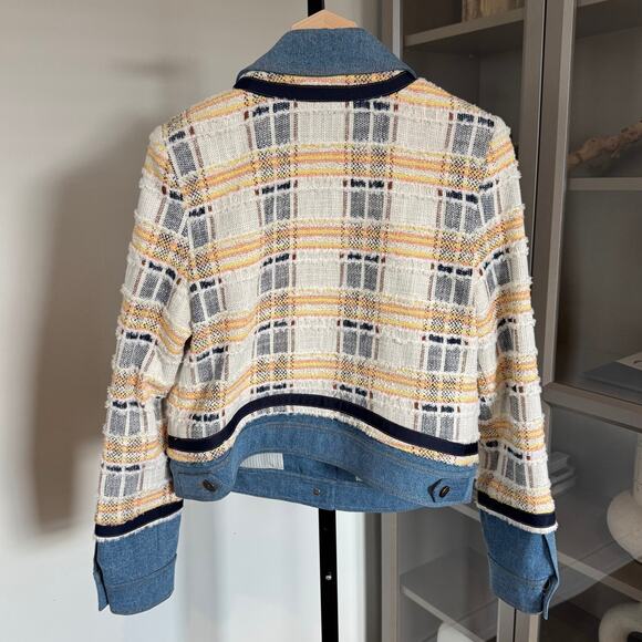 Veronica Beard Santiago Jacket NEW Tweed Denim Button Front Multicolor Size 10 - Picture 2 of 7